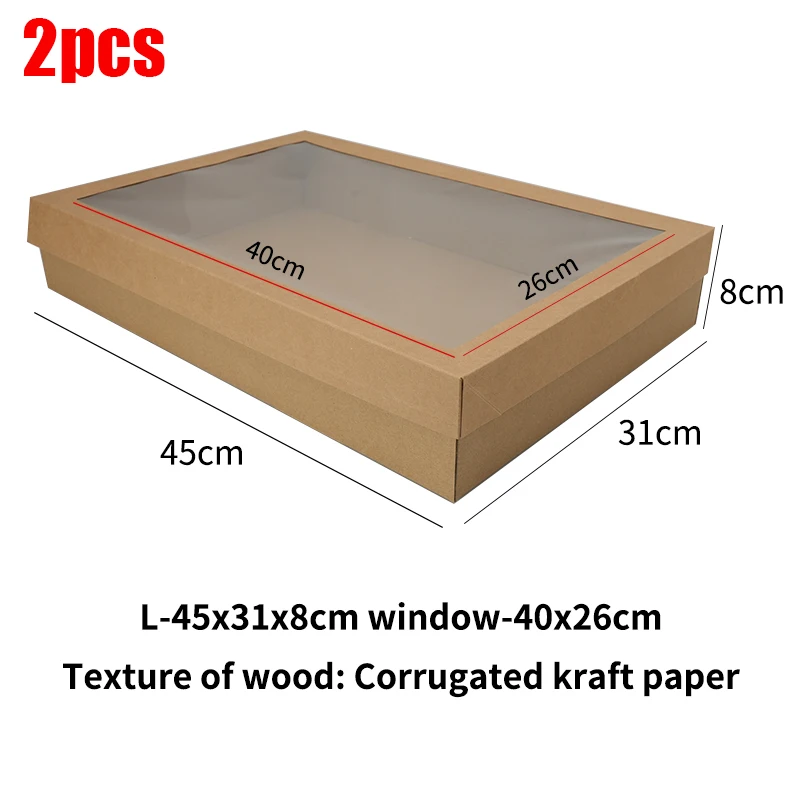 DIY Vintage Kraft Paper Gift Boxes Bulk Candy Cake Packaging with Transparent PVC Window, Wedding Birthday Party Dessert Packaging, Exquisite Gift Boxes for Cookies Chocolates Macarons Party Favors - 图片 9