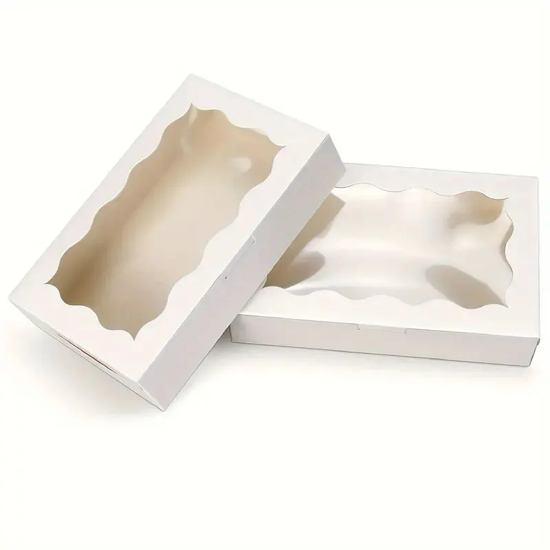 16/32Pcs Cake Carriers Square Boxes with Lids, White Dessert and Bread Boxes with Transparent Window, Ideal for Pies, Donuts, Muffins, Cupcakes, Portable Bakery Packaging for Weddings, Birthdays, Parties, and Special Celebrations 1