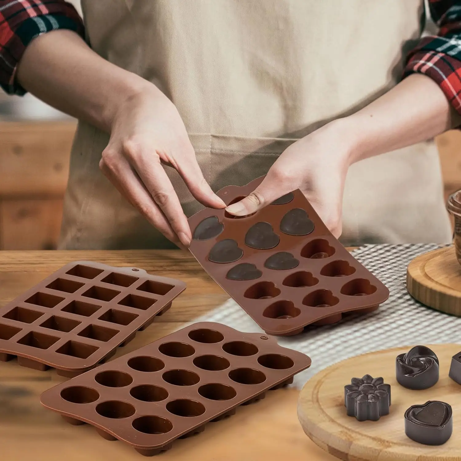 Silicone Chocolate Molds Non-Stick Candy Molds for Making Bite-Sized Chocolates, Candies, Truffles, Gummies, and Jelly, Flexible Food-Grade DIY Mold for Home Baking, Candy Making, and Creative Desserts Silicone Chocolate Molds Non-Stick Candy Molds for Making Bite-Sized Chocolates, Candies, Truffles, Gummies, and Jelly, Flexible Food-Grade DIY Mold for Home Baking, Candy Making, and Creative Desserts