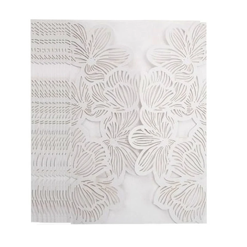 10/20pcs Floral Wedding Invitation Cards – White Paper Birthday Greeting Card Covers for Weddings, Engagements, Birthday Parties, Bridal Showers, Creative Party Decor & Event Supplies