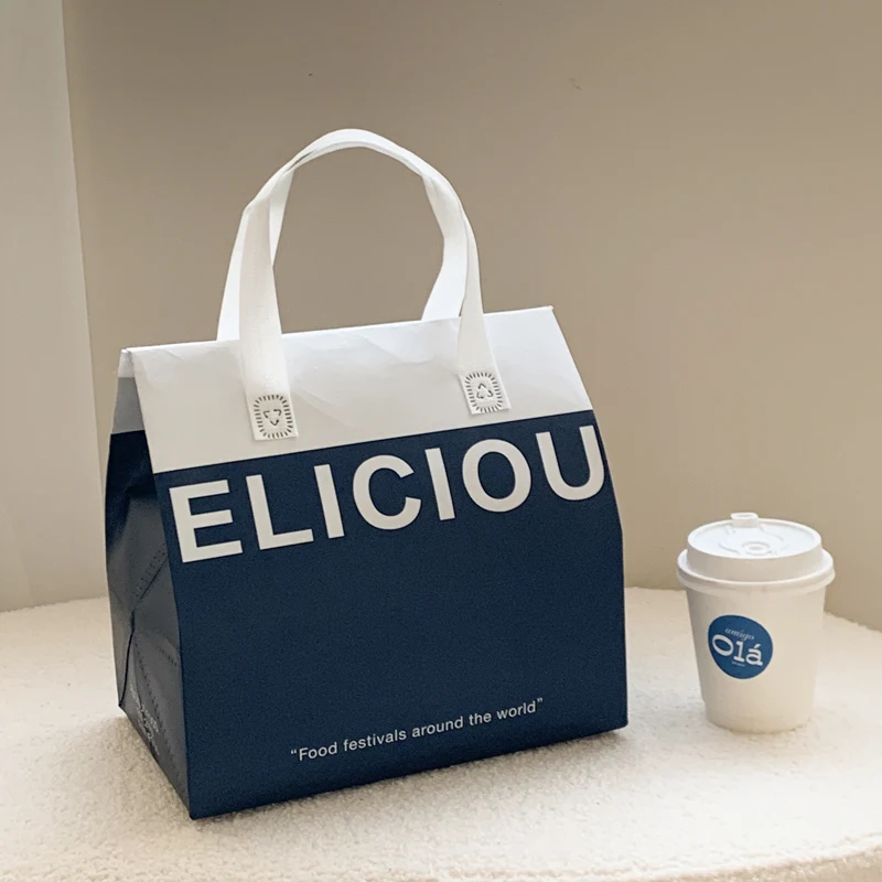 10pcs Grey Non-Woven Insulated Tote Bags – Portable Reusable Fabric Pouches for Food, Drinks, Snacks, and Meals, Thermal Carrier Keeps Hot or Cold, Ideal for Delivery, Picnic, Grocery, Work, School - 图片 9