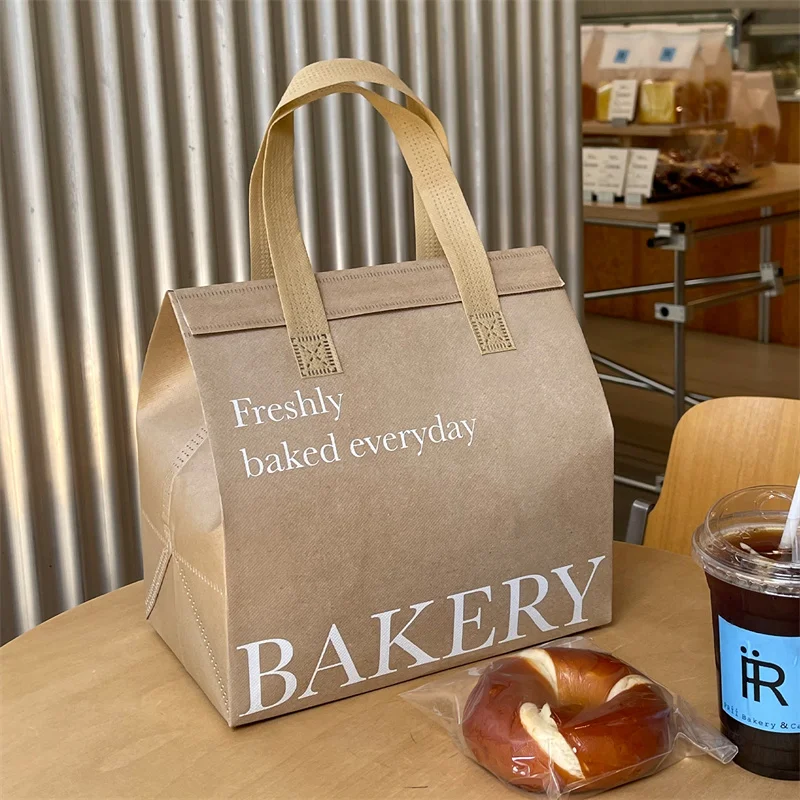 10pcs Silver Non-Woven Insulated Tote Bags, Reusable Fabric Pouches for Bread, Drinks, Food, Lunch, Grocery, Delivery, Picnic, Thermal Storage, Keep Warm or Cold, Eco-Friendly Durable Carrier - 图片 32