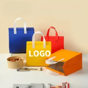 10/25pcs Non-Woven Takeaway Bags, Custom Logo Lunch Bags, Reusable Food Packaging Tote Bags, Insulated Thermal Bags to Keep Food Hot or Cold, Ideal for Takeout, Delivery, and Catering