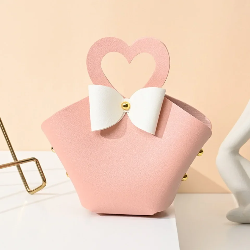 10/30 Pcs Leather Heart Sunflower Candy Bags - Mini Handbag Wedding Birthday Party Favo... - SKU CCB01502 - UGI Packaging