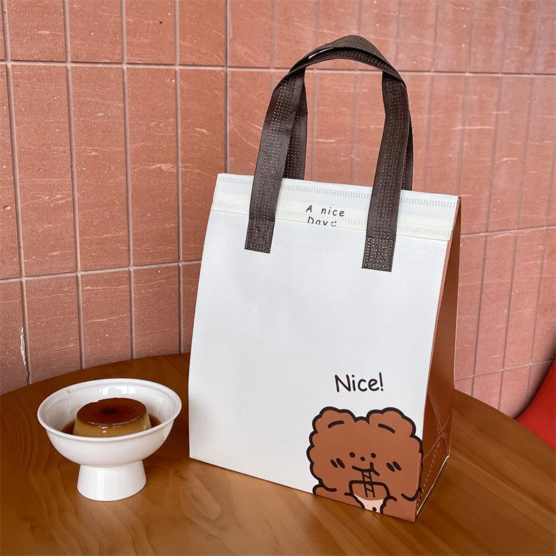 Brown Insulated Tote Bags 🥡 – Reusable Non-Woven Food Delivery Pouches for Hot and Cold Storage, Bread, Drinks, Grocery Shopping, Lunch Carrier, Portable Eco-Friendly Packaging - 图片 19