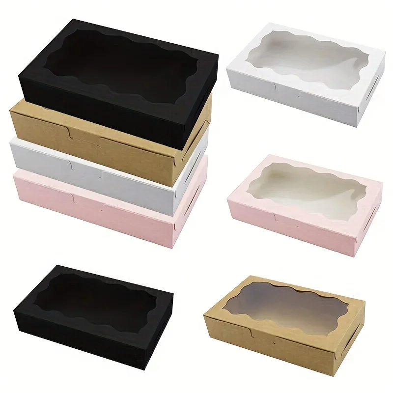 10/20/25/30pcs Cake Boxes with Window, Transparent Bakery Boxes for Pastry, Chocolate, Cupcakes, and Desserts, Gift Packaging for Birthday, Wedding, Valentine’s Day, Mother’s Day, and Party Supplies 1