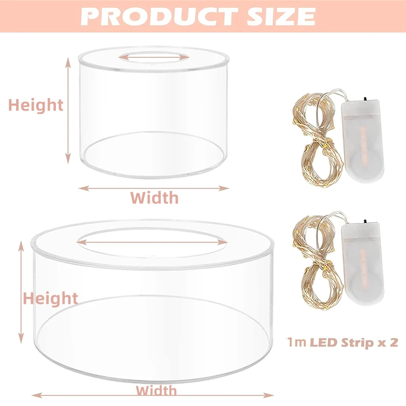2Pcs Acrylic Cake Stand Fillable Risers, Clear Tiered Cake Display Boxes, Stackable Dessert Stand for Wedding, Birthday, Party, Bakery, Cupcakes, Pastries, Mousse, Holiday Celebration, Elegant Dessert Table Presentation - 图片 7