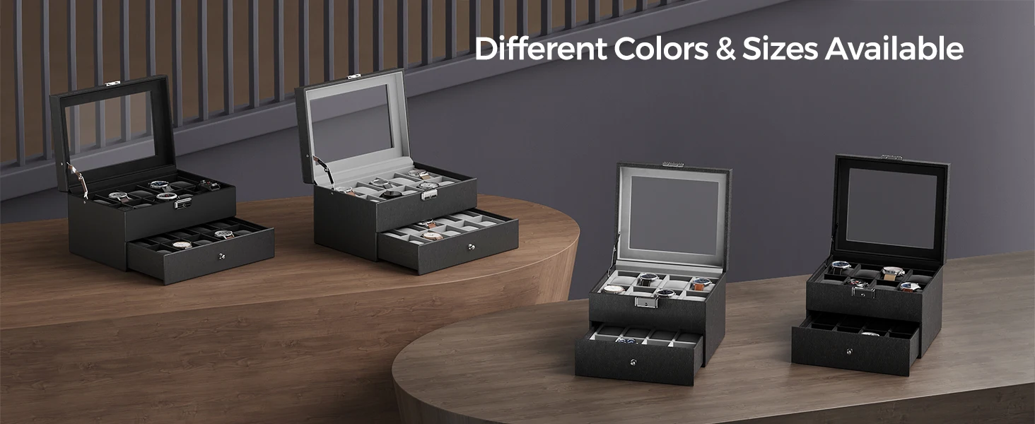 20 Slot Watch Display Case ⌚ – Lockable Black Leather Storage Box with Glass Lid, 2 Layer Organizer for Men's Jewelry Collection, Large Capacity 48mm Watch Holder 1