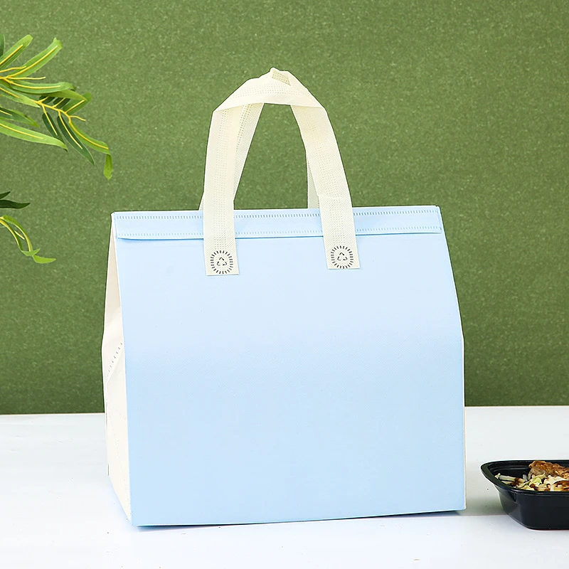 10pcs Non-Woven Insulated Tote Bags Reusable Fabric Pouches for Food, Cake, Drinks, Grocery Delivery, Hot and Cold Storage, Portable Lunch Carrier, Picnic, Baking, and Eco-Friendly Packaging - 图片 8