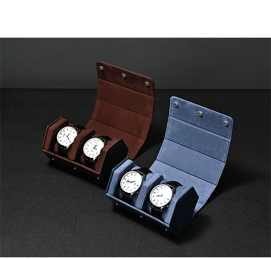 Travel Watch Organizer | Dual Watch Storage Bag Premium PU Leather Travel Watch Box, Portable Wrist Watch Organizer Gift Case, Double Slot Luxury Watch Packaging Bag for Men and Women 13