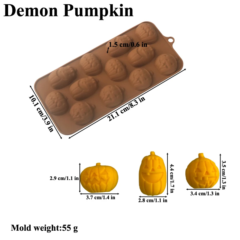 Halloween Silicone Cake Mold, Pumpkin Skull Bat Tombstone Ghost Spider Witch Shape Chocolate Mould, Non-Stick Baking Mold for Cookies, Candy, Jelly, Desserts, Party Decorations