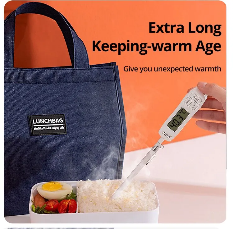 1pc Blue Grey Pink Portable Insulated Lunch Bag with Aluminum Foil Lining, Waterproof Food Storage Tote for Rice, Snacks, Picnic, Travel, Office, School, Reusable Thermal Lunch Box Carrier