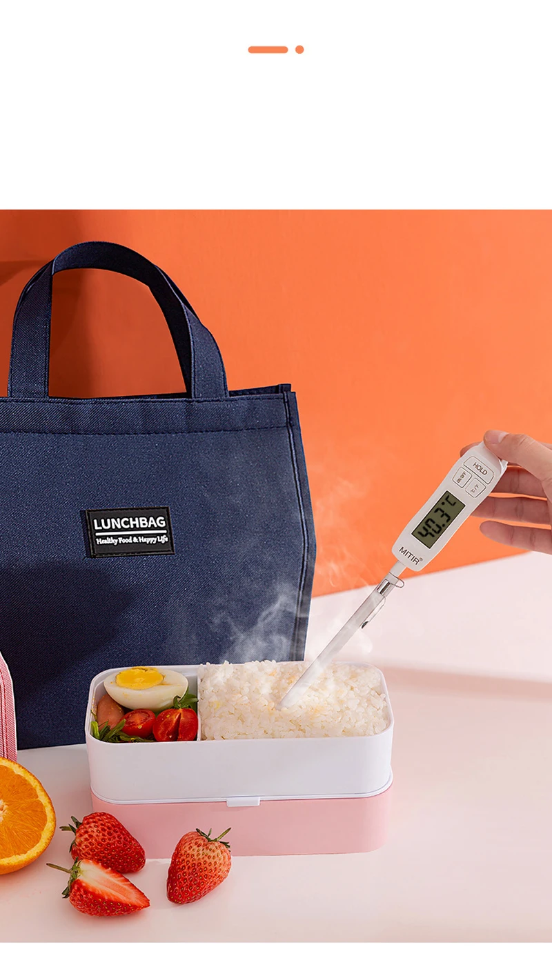 Portable Oxford Lunch Bags, Fresh Food Cooler Pouch for Office and Students, Convenient Reusable Lunch Box Tote for Couples, Large Capacity Thermal Food Container Bag, Blue and Pink