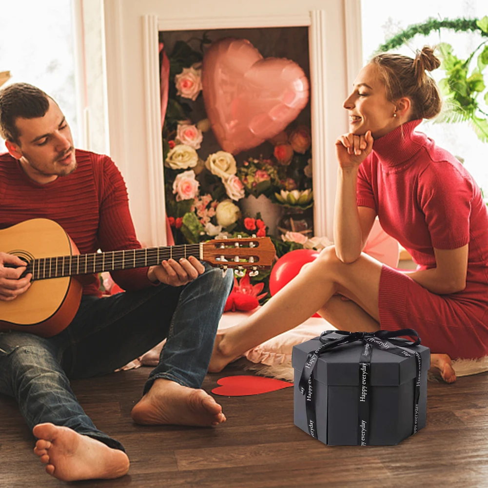 Hexagonal DIY Explosion Gift Box with Photo Album – Handmade Creative Cardboard Box for Valentine's Day, Wedding Proposal, Anniversary, Birthday, Personalized Memory Keepsake, Surprise Present 5