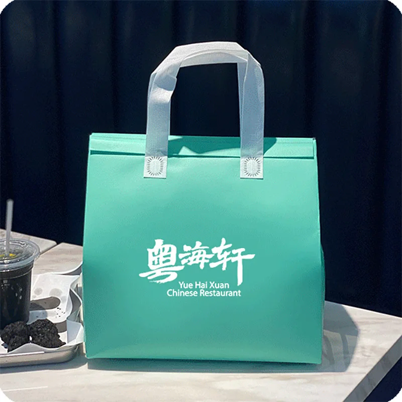 10pcs Non-Woven Insulated Tote Bags Reusable Fabric Pouches for Food, Cake, Drinks, Grocery Delivery, Hot and Cold Storage, Portable Lunch Carrier, Picnic, Baking, and Eco-Friendly Packaging 12