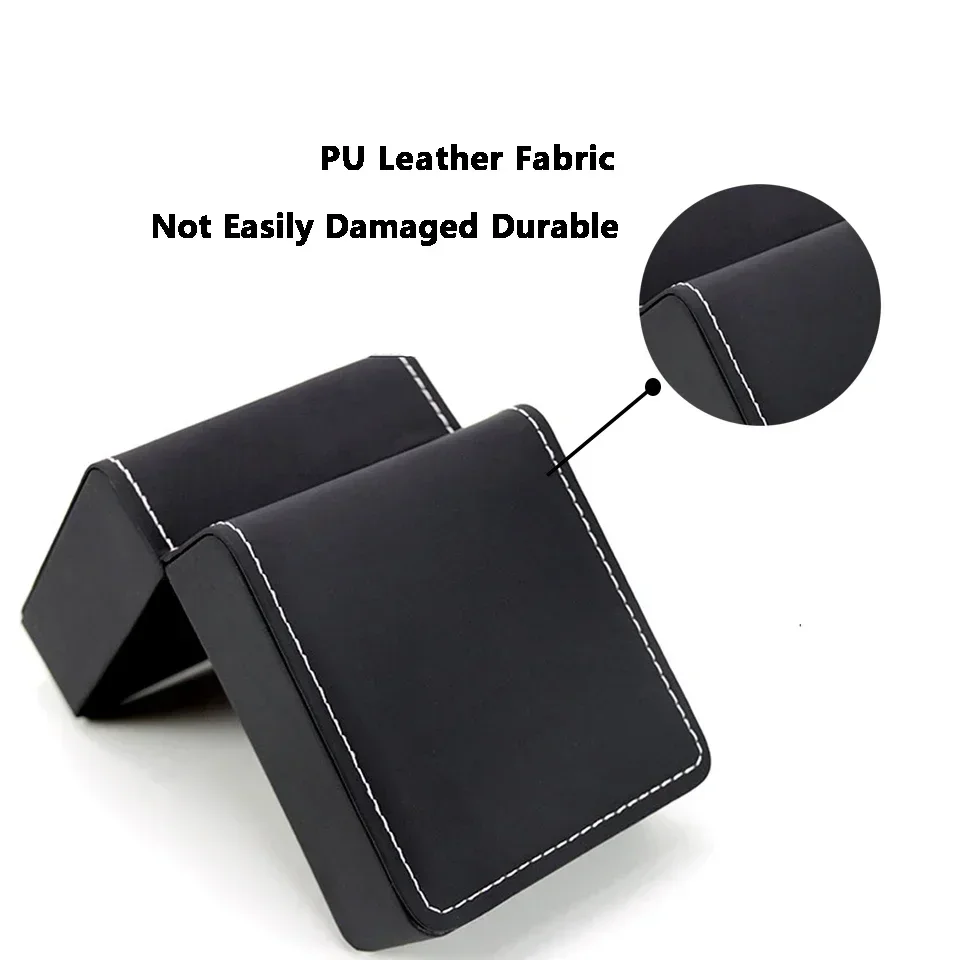 Black Single Watch Gift Box with Soft Pillow, PU Leather Wristwatch Case Organizer for Men, Clamshell Design Watch Holder, Elegant Protective Storage Box for Travel, Home, and Gift Presentation 2