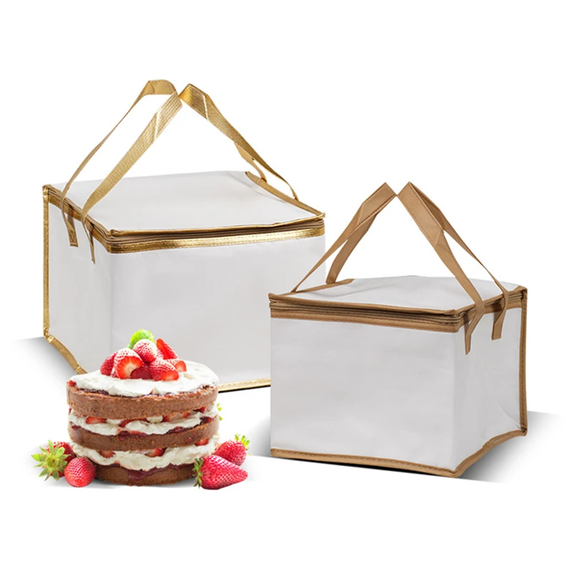 6/8/10 Inch Foldable Large Cooler Bag – Portable Insulated Cake and Food Thermal Box with Ice Pack, Waterproof Lunch Bag for Delivery, Picnic, Office, Reusable Food Carrier for Cakes, Meals, Drinks 6