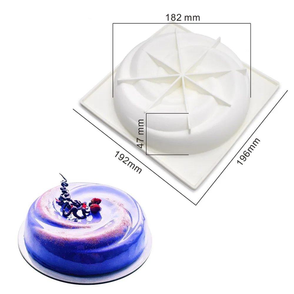 Round Corrugated Big Flower Mousse Cake Mold Taiji Design Silicone Mold for DIY Chocolate, Pudding, French Desserts, and Baking, Flexible Non-Stick Pastry Tool for Creative Home Baking and Party Treats - 图片 9