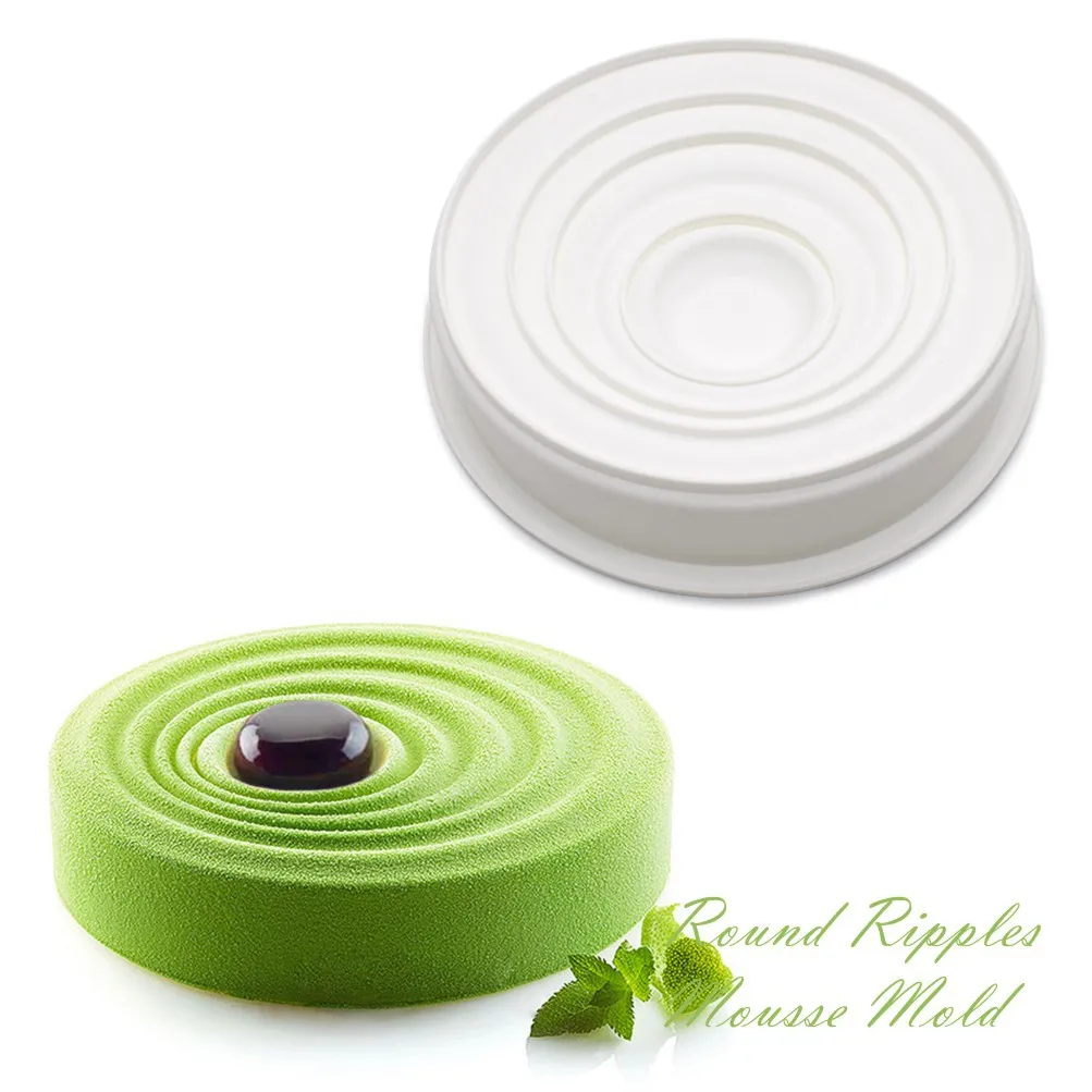 Round Corrugated Big Flower Mousse Cake Mold Taiji Design Silicone Mold for DIY Chocolate, Pudding, French Desserts, and Baking, Flexible Non-Stick Pastry Tool for Creative Home Baking and Party Treats