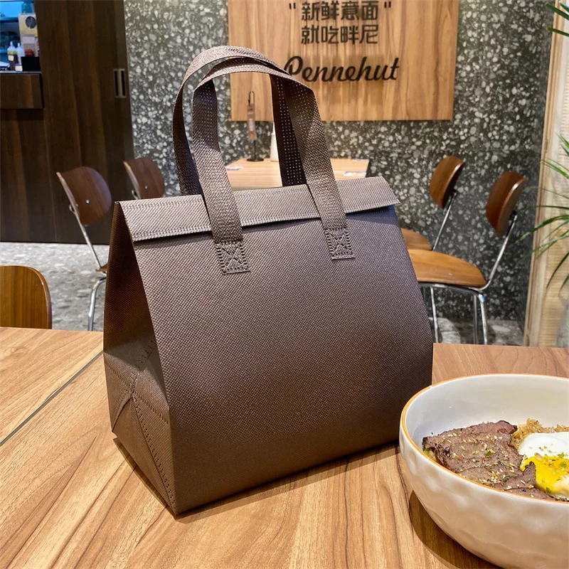 10pcs Grey Non-Woven Insulated Tote Bags – Reusable Portable Pouches for Bread, Food, Bakery, Snacks, Hot or Cold Meals, Delivery, Grocery, Picnic, Thermal Storage Carrier for Work, School, Travel - 图片 17