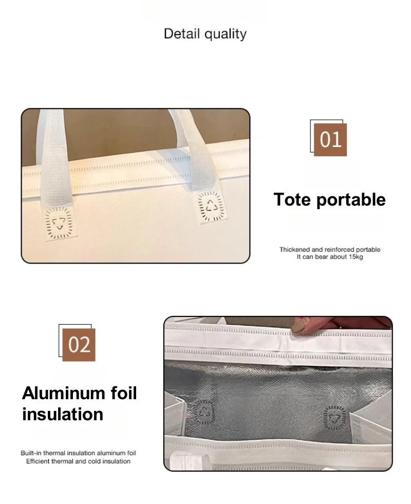 10pcs Non-Woven Insulated Tote Bags – Reusable Fabric Pouches for Cake, Bread, Drinks, and Food, Portable Thermal Carrier Keeps Hot or Cold, Ideal for Delivery, Picnic, Grocery, Work, School 4