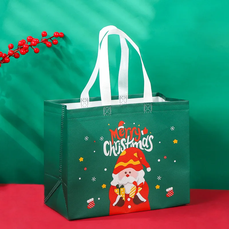 New Plaid Christmas Candy Gift Bags | Cute Santa Claus & Snowman Pattern Non-Woven Handbag | Waterproof Reusable Holiday Gift Packaging Tote for Xmas Party Supplies Decorations - 图片 14