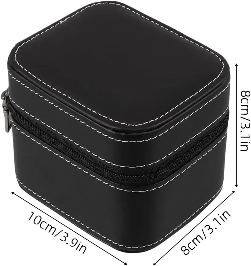 Travel Watch Case ⌚ Single Watch Travel Box – PU Leather Watch Carrying Case Organizer – Compact Storage Display Pouch for Men – Protective Jewelry Travel Case Black/Green/Orange - 图片 6