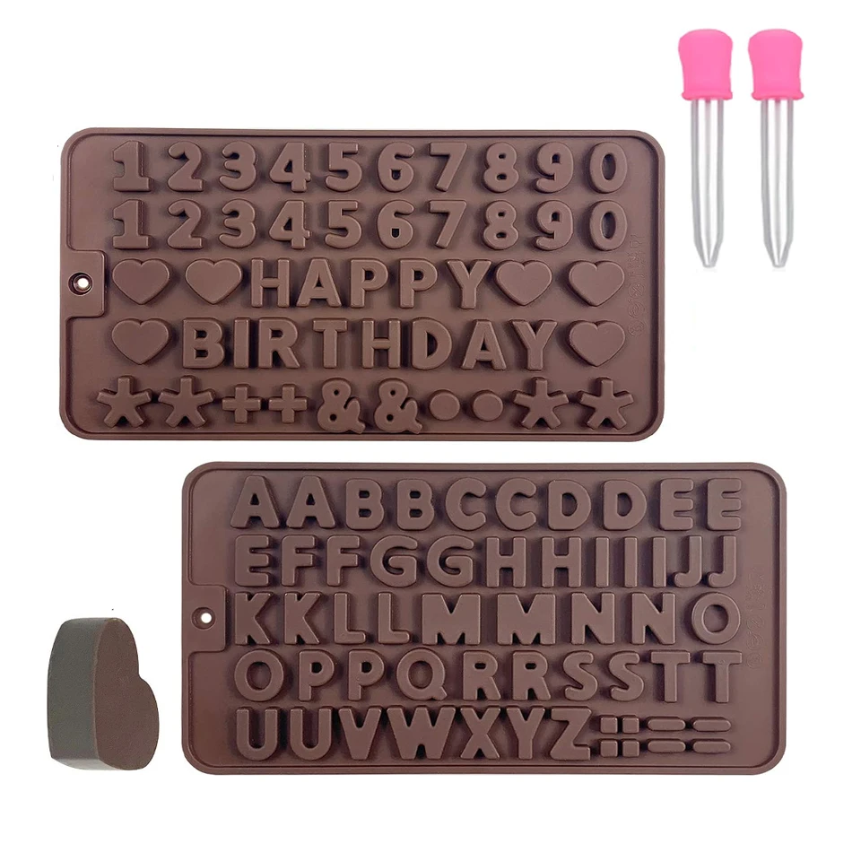 2 Pieces Chocolate and Letter-Shaped Silicone Mold – Kitchen Baking Utensils for DIY Cake, Biscuits, Ice Cubes, Chocolate, Candy, Resin, Fondant, Pastry, and Creative Dessert Decorations 2 Pieces Chocolate and Letter-Shaped Silicone Mold – Kitchen Baking Utensils for DIY Cake, Biscuits, Ice Cubes, Chocolate, Candy, Resin, Fondant, Pastry, and Creative Dessert Decorations