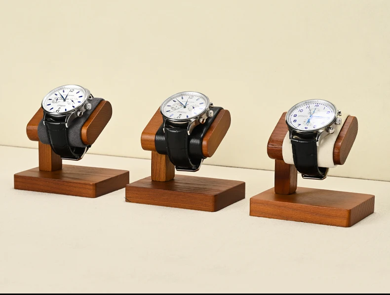 Solid Wooden Watch Holder Bracelet Display Stand, T-Bar Jewelry Organizer with Soft Microfiber for Watches, Bangles & Accessories, Retail Shop Counter Showcase Props