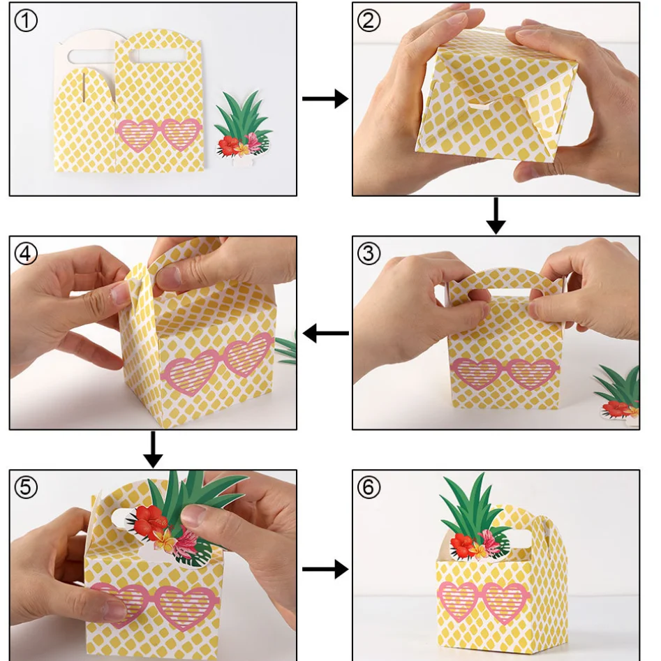 24Pcs Pineapple Favor Candy Gift Boxes for Hawaiian Tropical Party Luau BBQ Fruit Party Summer Beach Wedding Party Supplies DIY Treat Packaging Decorative Accessories for Celebration - 图片 5