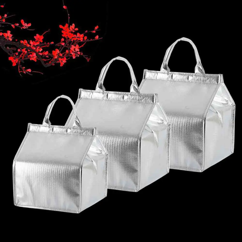 Foldable Large Cooler Bag, Portable Insulated Food and Cake Carrier, Aluminum Foil Thermal Box, Waterproof Lunch Bag with Ice Pack, Reusable Delivery Tote for Meals, Picnic, Travel, and Office - 图片 2
