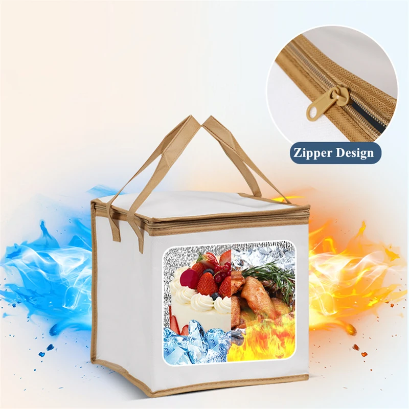 6/8/10 Inch Foldable Large Cooler Bag – Portable Insulated Cake and Food Thermal Box with Ice Pack, Waterproof Lunch Bag for Delivery, Picnic, Office, Reusable Food Carrier for Cakes, Meals, Drinks 3