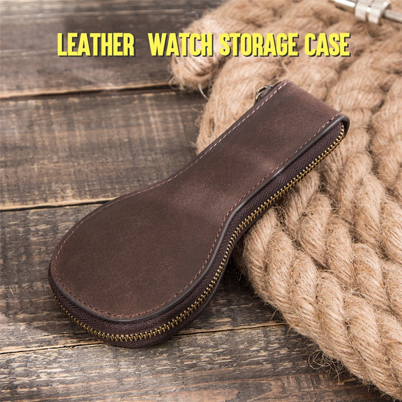 Travel Watch Organizer | Soft Cow Leather Watch Box 1-Slot Luxury Zipper Pouch, Portable Travel Watch Organizer Bag, Genuine Leather Protective Case for Men and Women, Elegant Compact Watch Packaging Bag for Storage and Gift - 图片 3
