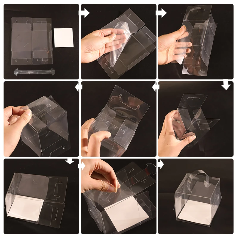 Transparent Cake Box Plastic Dessert and Cupcake Packaging Box with Handle, Portable Gift Wrapping Box for Weddings, Birthdays, Parties, Baby Showers, Holiday Desserts, Pastries, Bakery Display and Gift Presentation - 图片 6