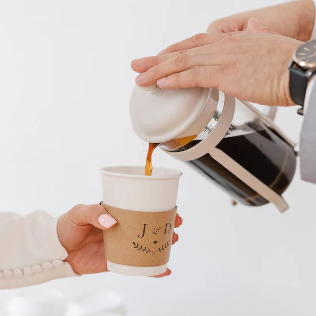 Custom Printed 20PCS 10-20oz Coffee Cup Sleeves Kraft Disposable Heat Insulated Cup Holders for Hot Beverages Wedding Party Café Takeaway Drink Accessories