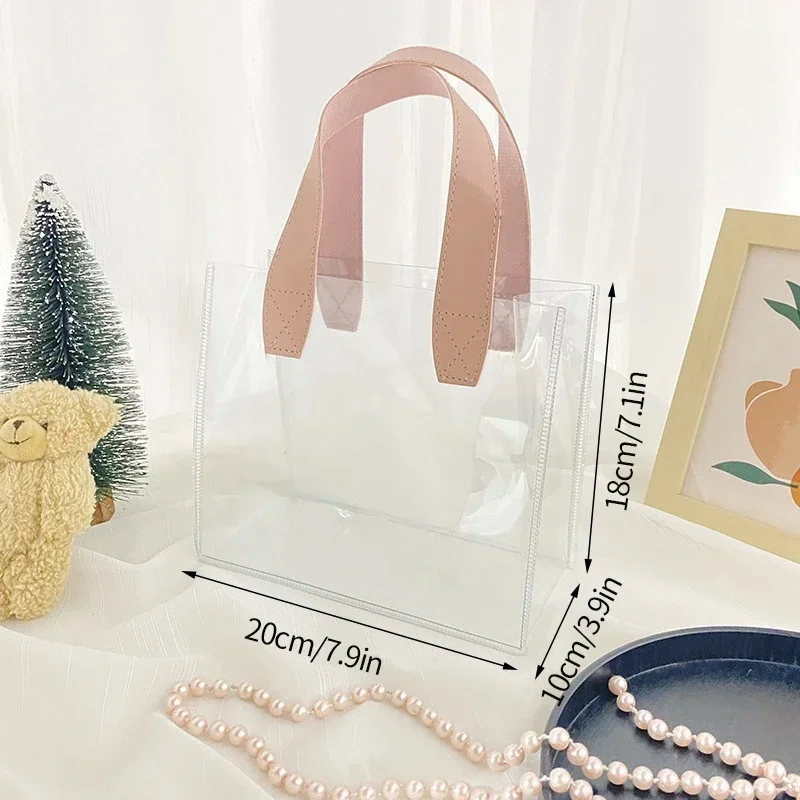 1–10PCS Transparent PVC Gift Bags Waterproof Candy Shopping Handbag with Love or Square Handle for Valentine’s Day Wedding Party Favor Packaging Bolsa Regalo Sac Cadeau ساک هدیه 透明ギフトバッグ 투명포장가방 - 图片 12