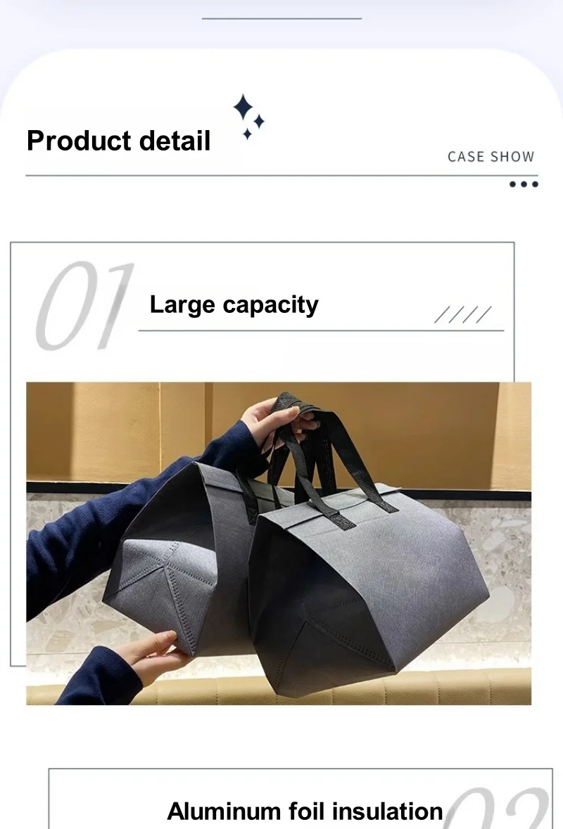 10pcs Grey Non-Woven Insulated Tote Bags – Reusable Portable Pouches for Bread, Food, Bakery, Snacks, Hot or Cold Meals, Delivery, Grocery, Picnic, Thermal Storage Carrier for Work, School, Travel 5