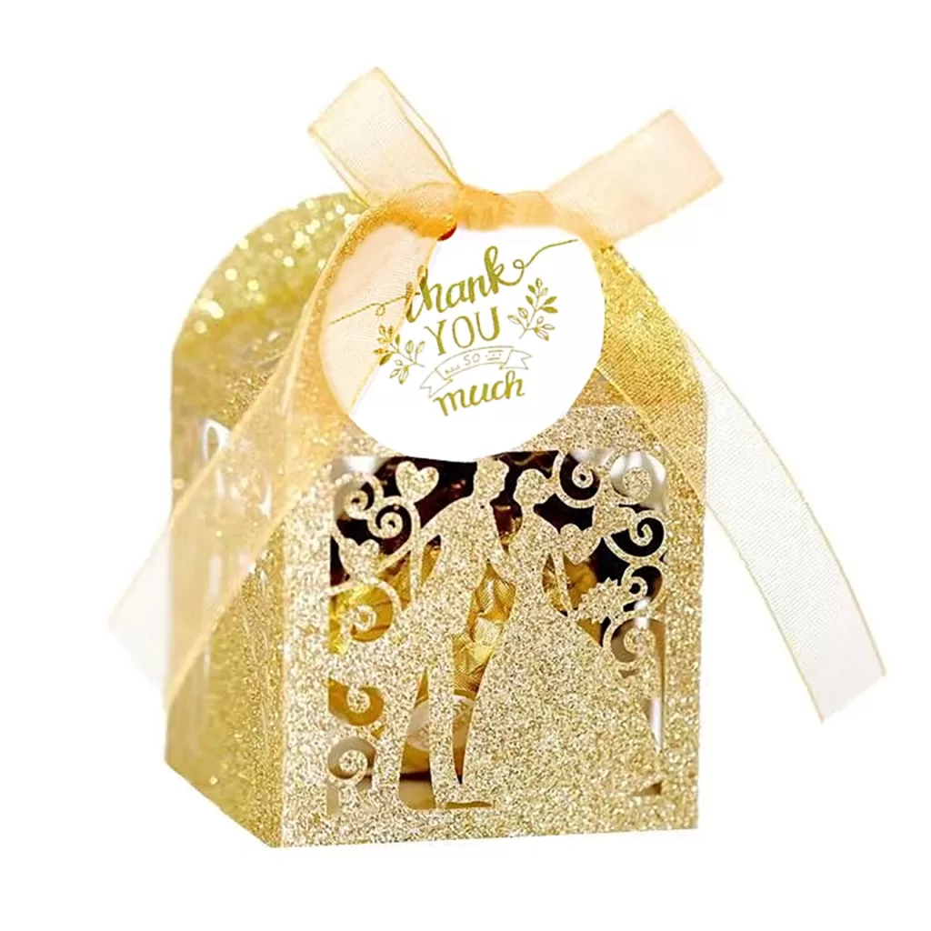 50/100/200 Pcs Glitter Paper Candy Boxes for Wedding Valentine's Day - Bride Groom Part... - SKU CCB01310 - UGI Packaging