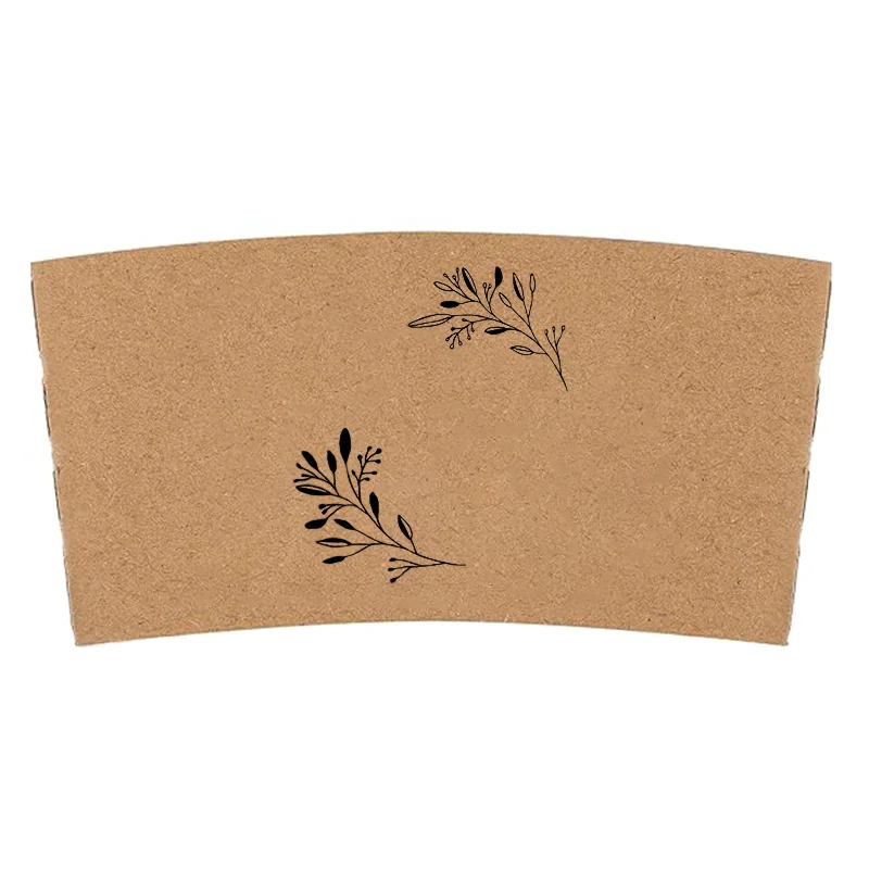 Custom Printed 20PCS 10-20oz Coffee Cup Sleeves Kraft Disposable Heat Insulated Cup Holders for Hot Beverages Wedding Party Café Takeaway Drink Accessories