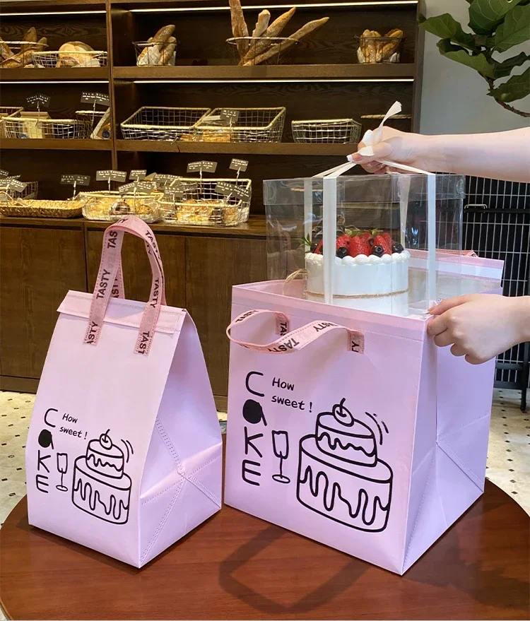 10pcs Disposable Aluminum Foil Insulated Cake Bags – Handheld Takeaway Packaging for 4/6/8/10 Inch Birthday Cakes, Portable Thermal Refrigerated Food Storage Pouches for Bakery & Delivery Use - 图片 4