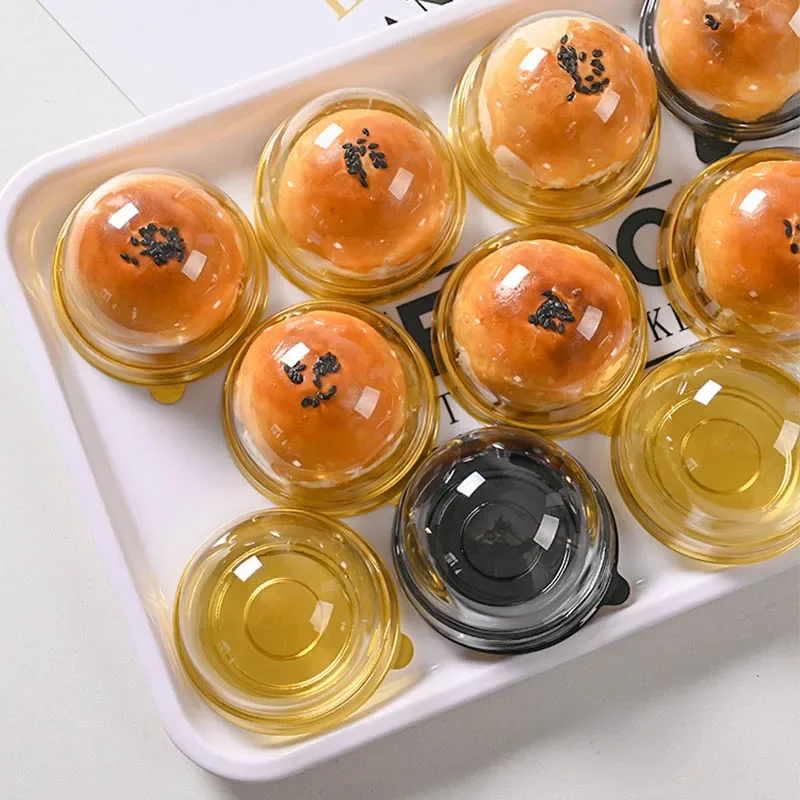 50/100/200/300Pcs Mini Cupcake Boxes Clear Plastic Egg Yolk Pastry Dessert Packaging Containers, Transparent Cupcake Holders for Wedding Birthday Party DIY Baking Decorations and Treats - 图片 3