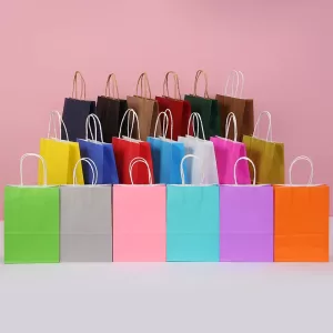 20pcs Custom Logo Kraft Paper Bag Gift Wrapping Bags Recyclable Paper Shopping Packaging Eco Friendly for Retail Store Boutique Bakery Sac Papier Emballage Bolsa Papel Regalo Tasche Einkauf كيس ورقي قابل لإعادة التدوير ショッピングバッグ 쇼핑 포장 가방
