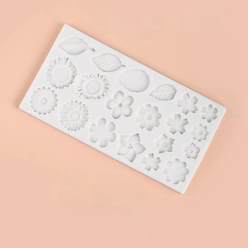1pc Fondant Chocolate Silicone Mold with Rose, Leaf, Sunflower, and Small Daisy Flower Shapes, Non-Stick Flexible Baking Mould for DIY Candy, Cupcake, Jelly, Resin, Cake Decorating, and Sugarcraft Tools 1pc Fondant Chocolate Silicone Mold with Rose, Leaf, Sunflower, and Small Daisy Flower Shapes, Non-Stick Flexible Baking Mould for DIY Candy, Cupcake, Jelly, Resin, Cake Decorating, and Sugarcraft Tools