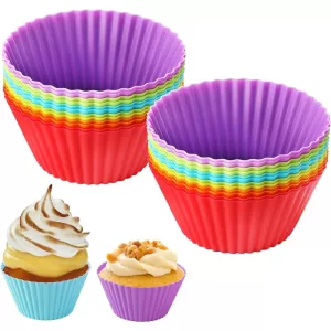10/20/50Pcs Silicone Cupcake Baking Cups, Reusable Non-Stick Muffin Liners, Heat-Resistant BPA-Free Cupcake Holders Molds, Eco-Friendly Home Kitchen Bakeware for Muffins, Cakes, Brownies, Desserts