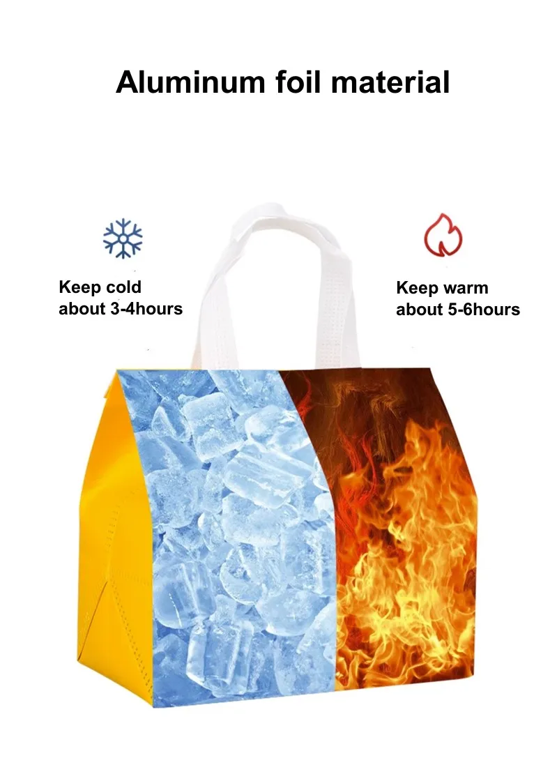 10/25pcs Non-Woven Takeaway Bags, Custom Logo Lunch Bags, Reusable Food Packaging Tote Bags, Insulated Thermal Bags to Keep Food Hot or Cold, Ideal for Takeout, Delivery, and Catering 1