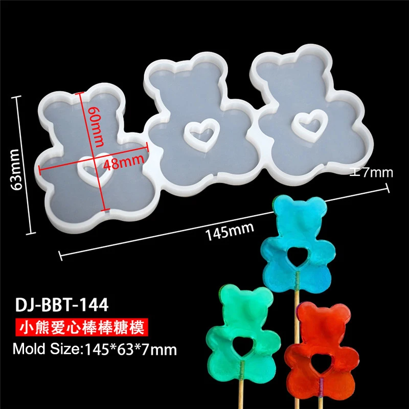 Leaf Flower Heart Bear Shape Silicone Lollipop Mold Round Chocolate Candy Cheese Baking Mould Fondant Cake Decorating Tools Dessert Cupcake Topper Tray Kitchen Pastry DIY Baking Accessories 18