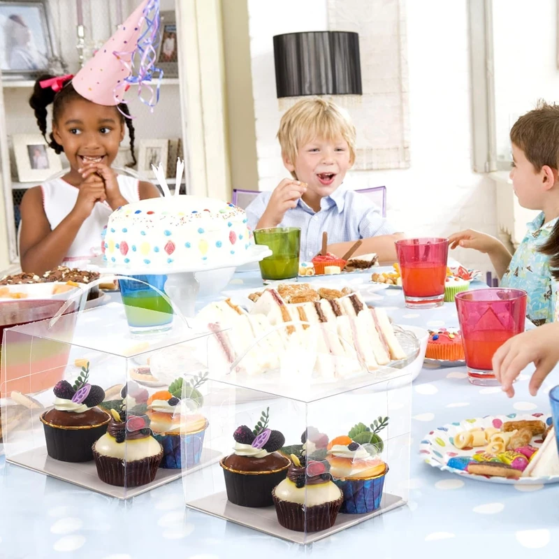 2/5PCS Clear Cake Packaging Box with Handle, Transparent Plastic Dessert Container, Cupcake Boxes with Lids for Wedding, Birthday Party, Baby Shower, Gift Wrapping, Pastry Display, and Event Decoration Supplies