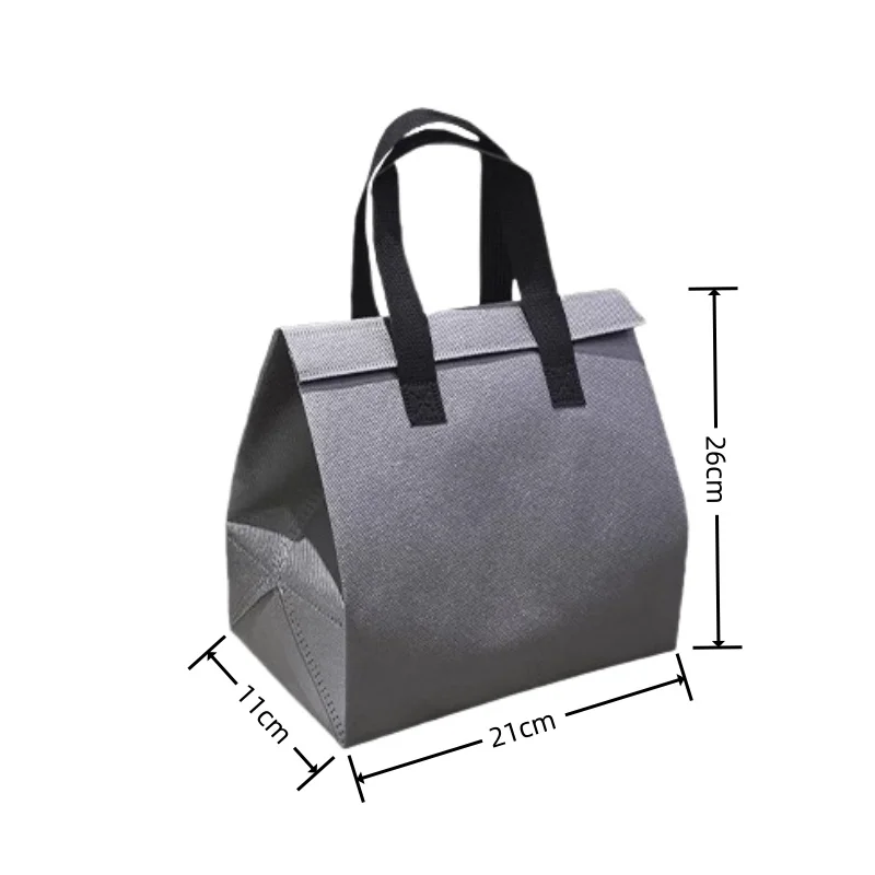 10pcs Grey Non-Woven Insulated Tote Bags – Reusable Portable Pouches for Bread, Food, Bakery, Snacks, Hot or Cold Meals, Delivery, Grocery, Picnic, Thermal Storage Carrier for Work, School, Travel - 图片 6