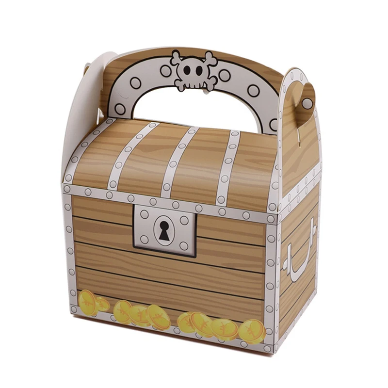 5/10/20PCS Pirate Treasure Goodies Boxes – Party Favor Boxes for Kids Pirate Theme Birthday, Halloween Party Supplies, Candy, Cookies, Biscuits, Treat Packaging, Gift Boxes and Event Decorations