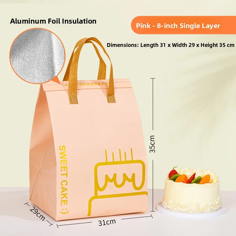 Large Capacity Aluminum Foil Insulated Bag, Disposable Thermal Cake Preservation Pouch, Heat Retention Food Storage Container, Fresh-Keeping Box for Birthday Cakes, Pastries, Catering, Delivery - 图片 9